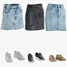 3D Skirt with Sneakers Collection model